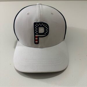 PUMA Flex Fit 110 Pars and Stripes Snapback Golf Hat Bright White/Red/Blue‎
